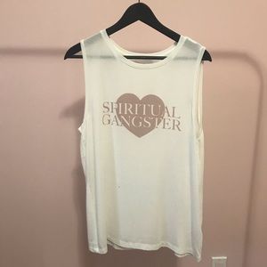 Spiritual Gangster Gold Muscle Tee Sleeveless White